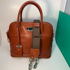 Dooney & Bourke Florentine Toscana Domed Satchel in Ginger with Crossbody Strap